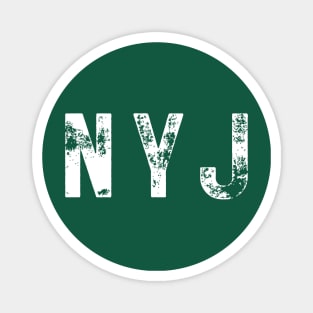 Ny Jets NYJ distressed white text Magnet